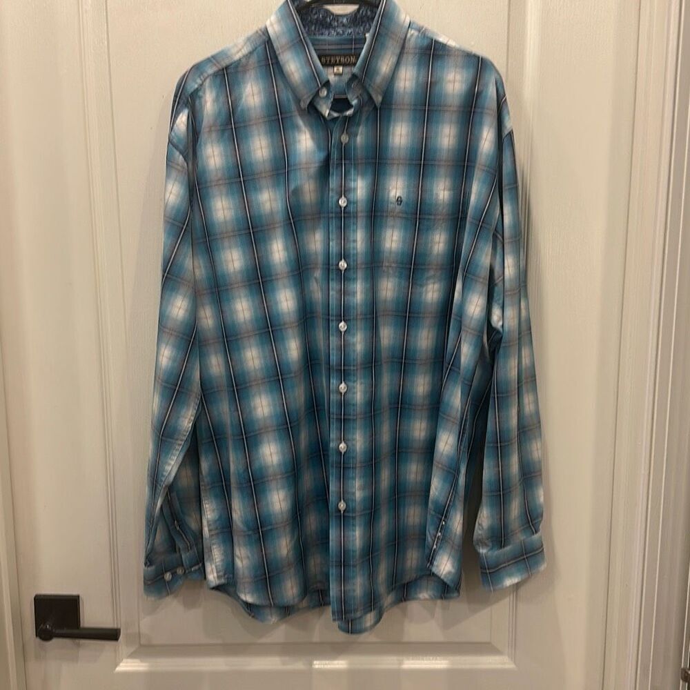 Stetson Cotton Shirt - XL - blue & white